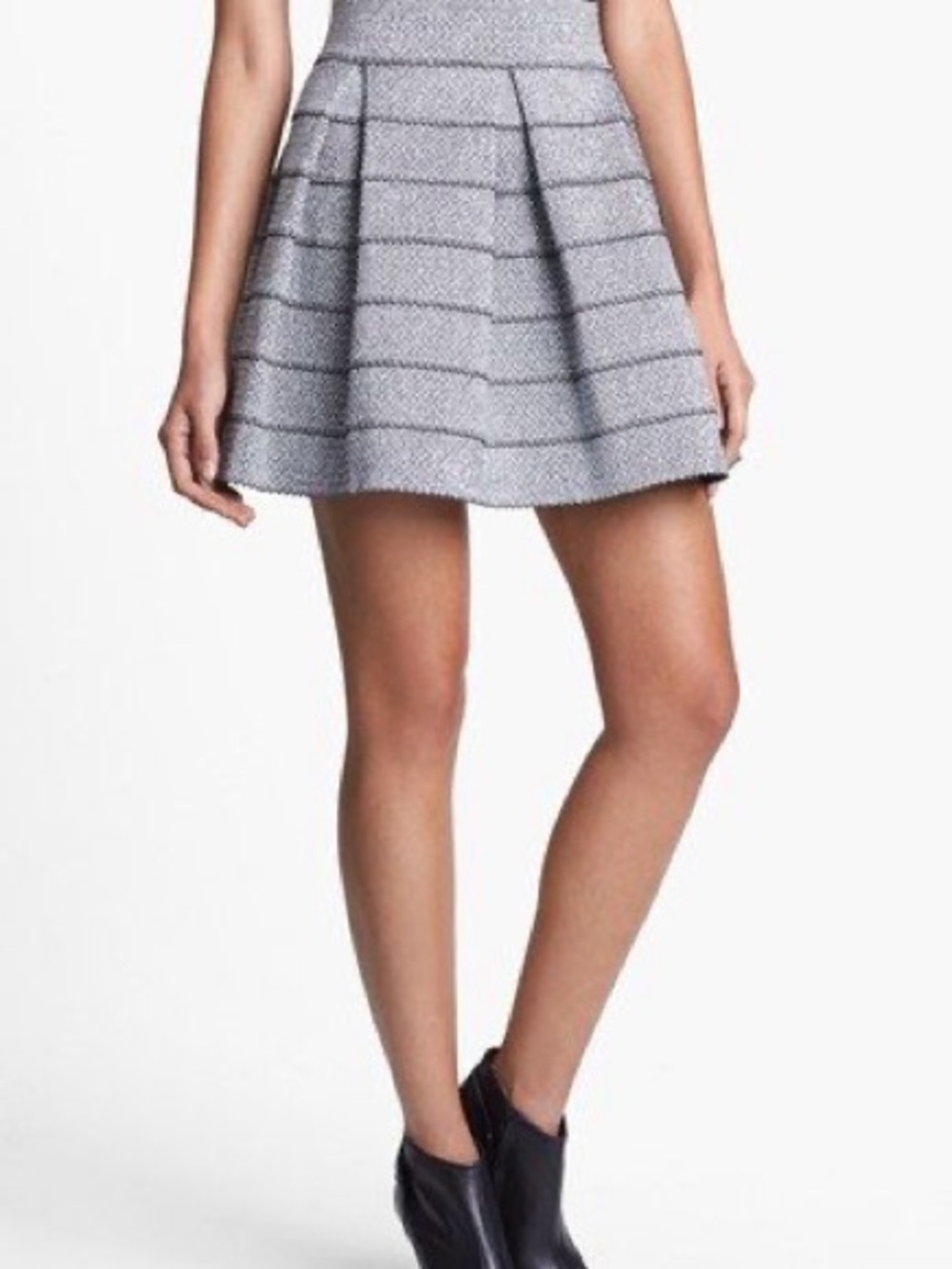 Metallic Silver Pleated A-Line Mini Skirt